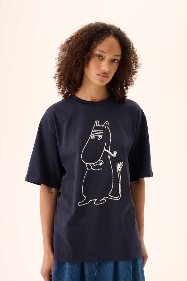 Rue De Tokyo TOYO MOOMIN COTTON JERSEY - NAVY WITH CHALK PRINT