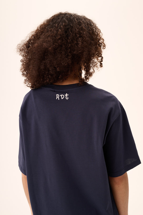 Rue De Tokyo TOYO MOOMIN COTTON JERSEY - NAVY WITH CHALK PRINT