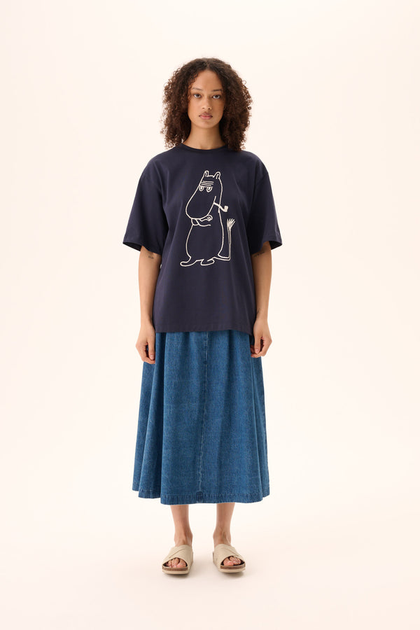rue de tokyo TOYO MOOMIN COTTON JERSEY - NAVY WITH CHALK PRINT