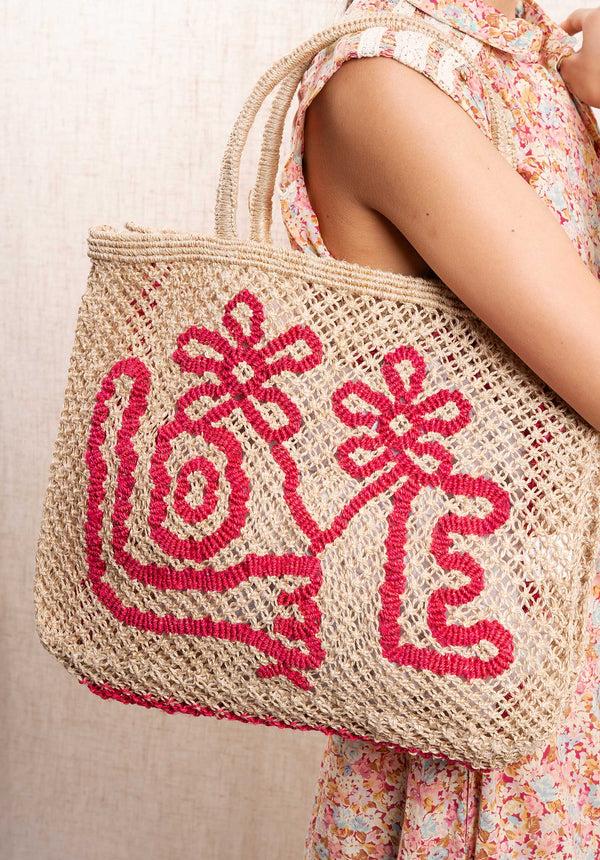 Rue Madam Beach Bag Flower Love Smal Nat