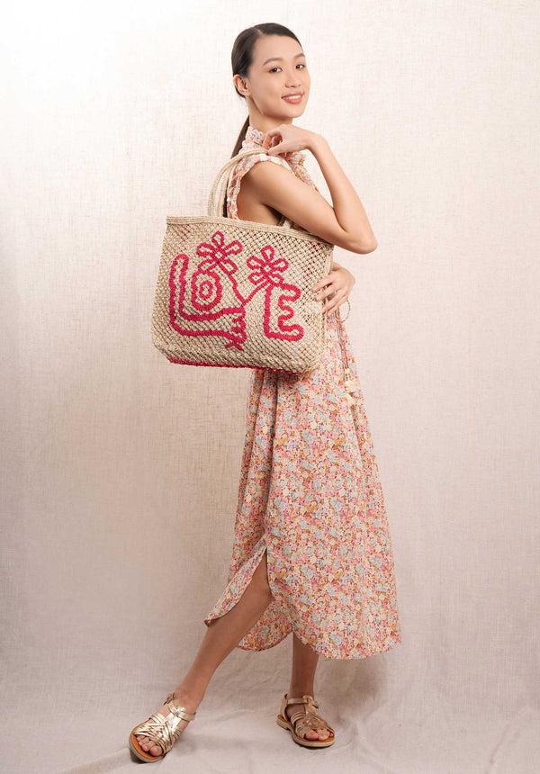 Rue Madam Beach Bag Flower Love Smal Nat