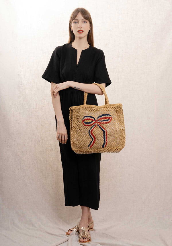 rue madam Beach Bag Ribbon Small Mustard