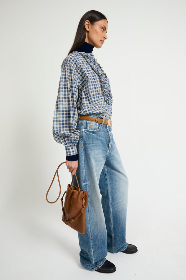 Rue Madam Blouse Magritte Navy-Sand-Checks