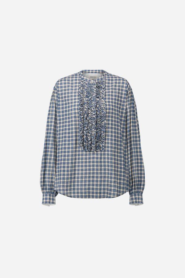 Rue Madam Blouse Magritte Navy-Sand-Checks