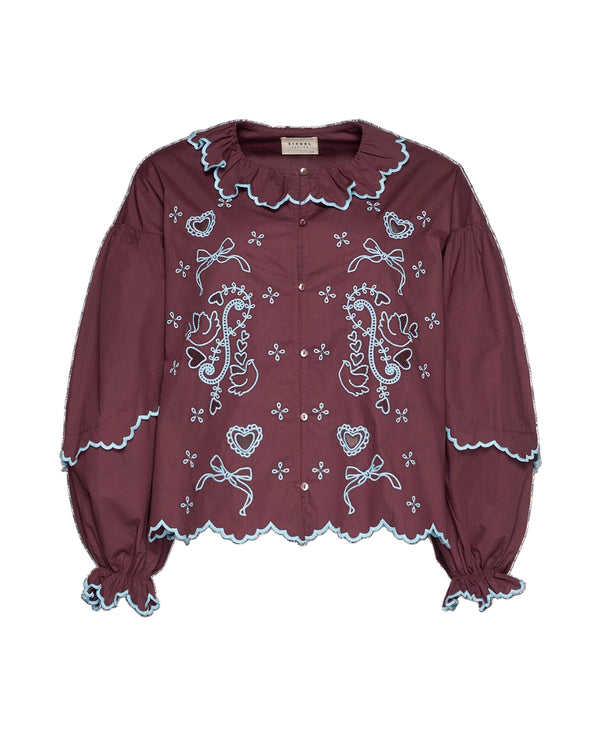 Rue Madam Blouse Tone Shirt Wine