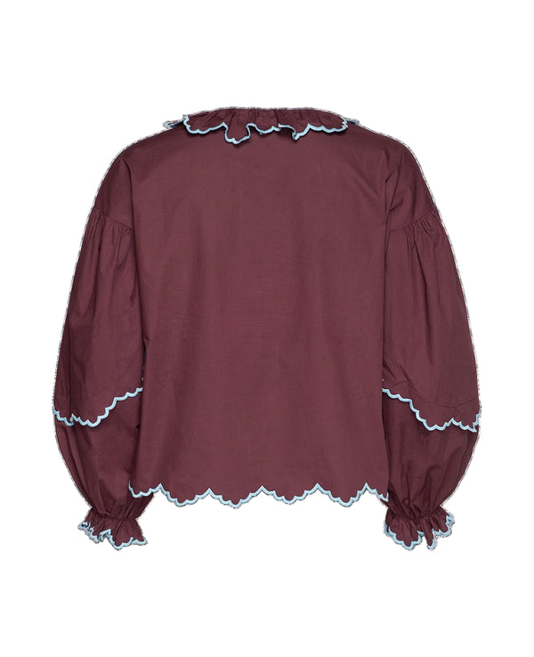 Rue Madam Blouse Tone Shirt Wine