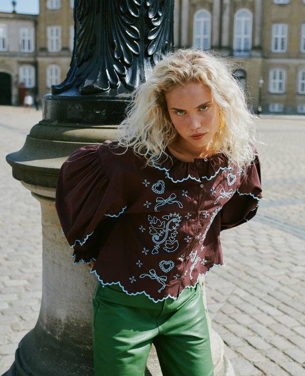 Rue Madam Blouse Tone Shirt Wine