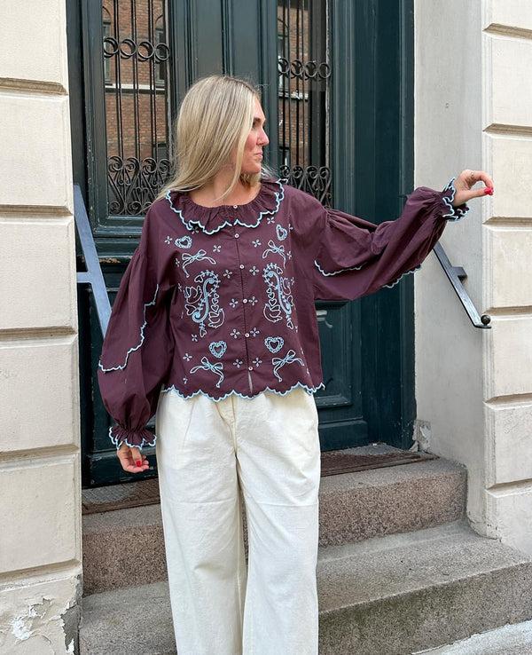 rue madam Blouse Tone Shirt Wine