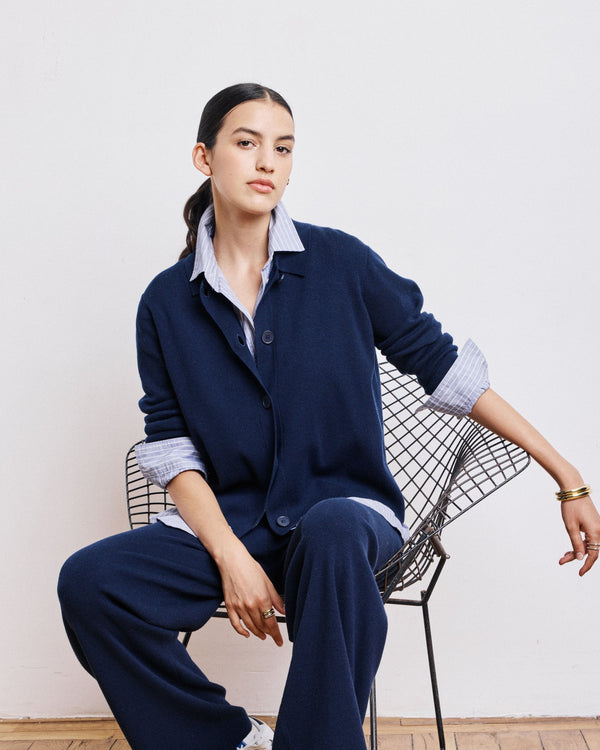 rue madam Cardigan Message Benq522 02-Navy