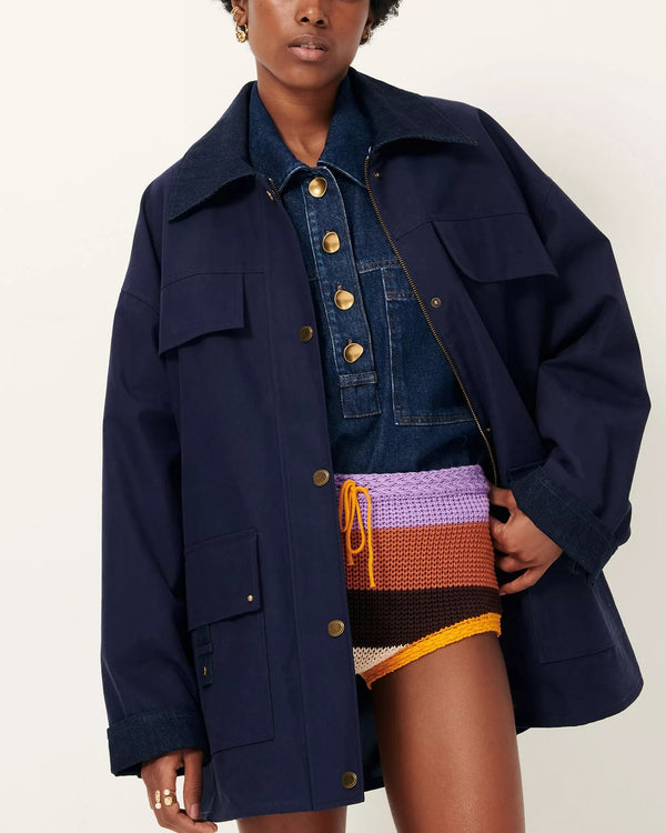 Rue Madam Coat Hugues Ink-Blue