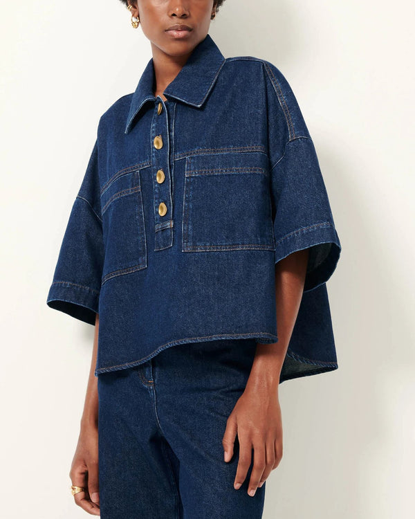 Rue Madam Denim Blouse Newport Bluenim