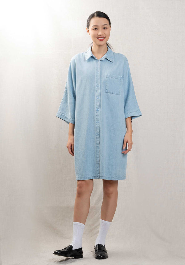 Rue Madam Denim Dress 595 Light-Blue