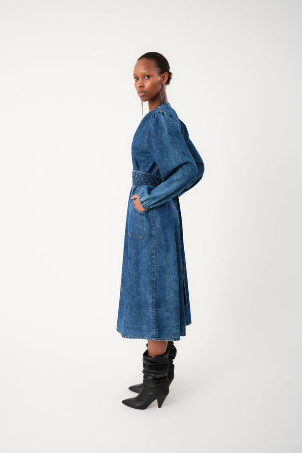 Rue Madam Denim Dress Parisll Midi De Blue