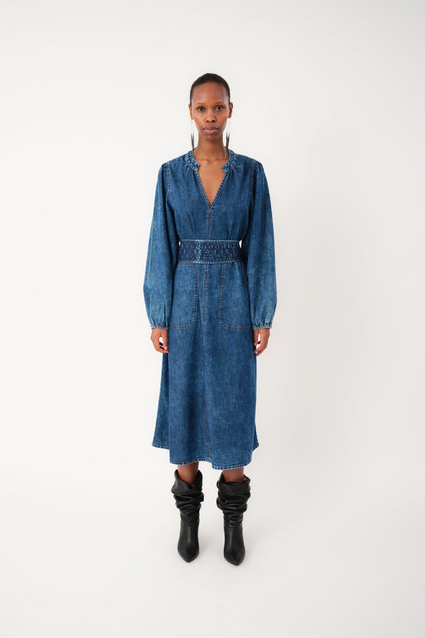 rue madam Denim Dress Parisll Midi De Blue