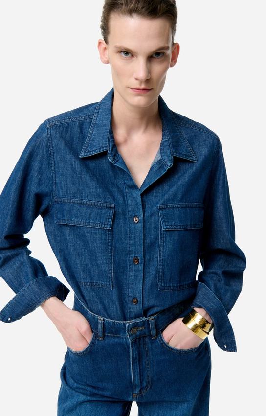 rue madam Denim Shirt 1hva28-v09174 Royal