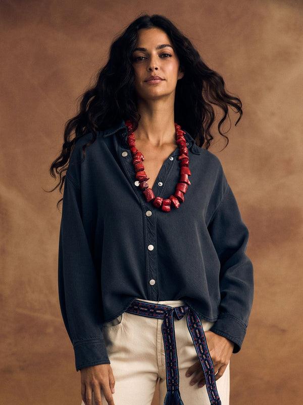 Rue Madam Denim Shirt Gia X5lwd001 Almost-Black