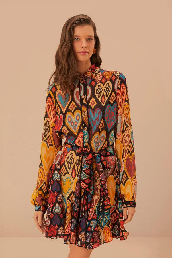 Rue Madam Dress 325316 Hearts-Ikat-Black