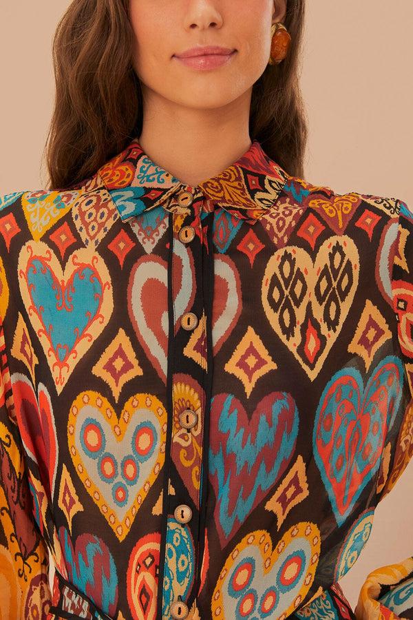 Rue Madam Dress 325316 Hearts-Ikat-Black