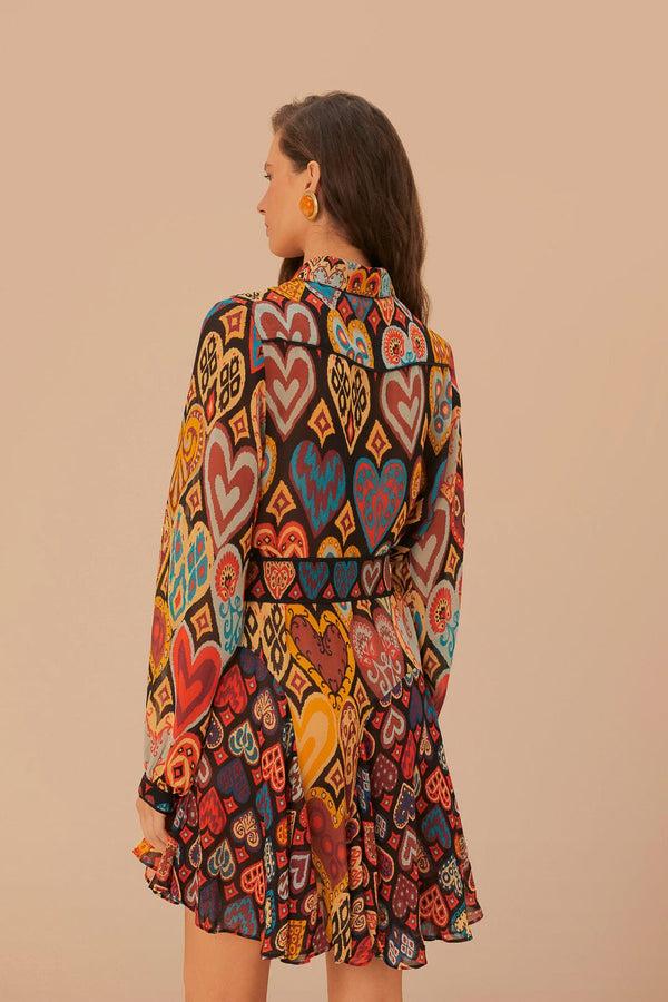 Rue Madam Dress 325316 Hearts-Ikat-Black