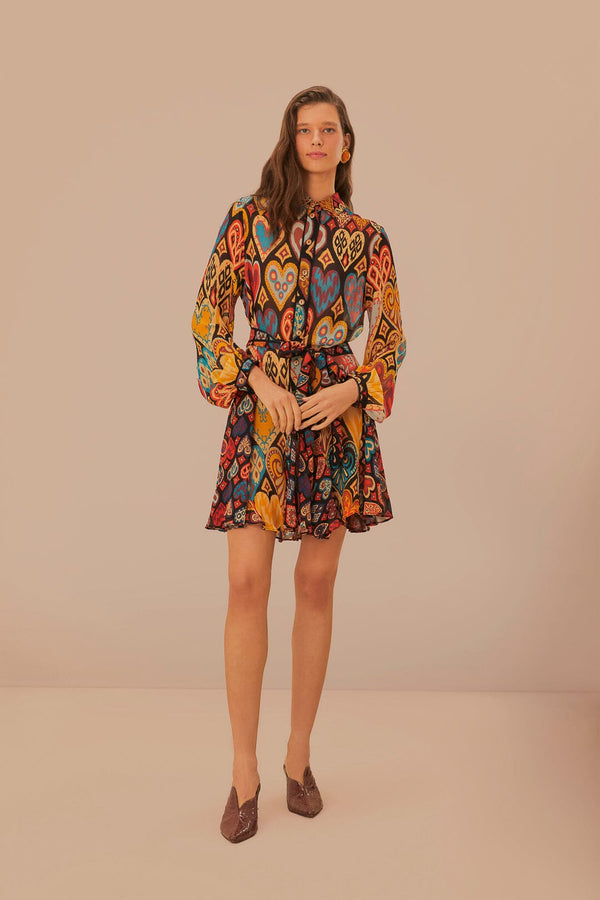 rue madam Dress 325316 Hearts-Ikat-Black