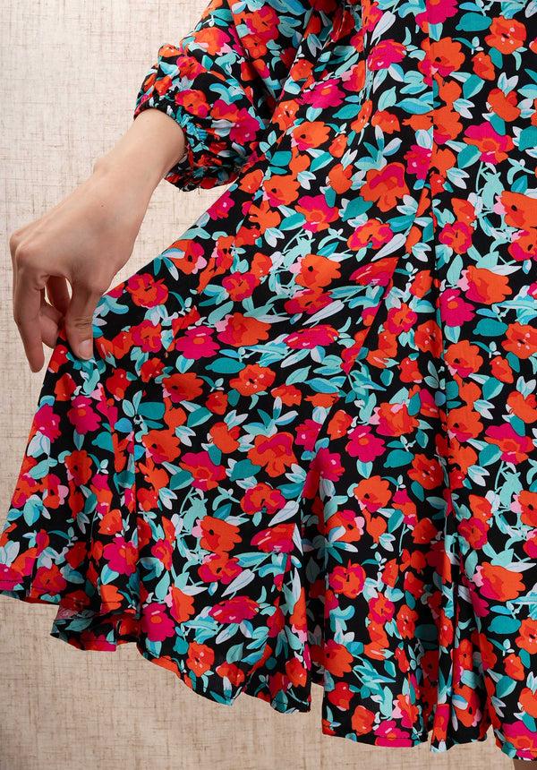 Rue Madam Dress 63356 Orange-Red-Black