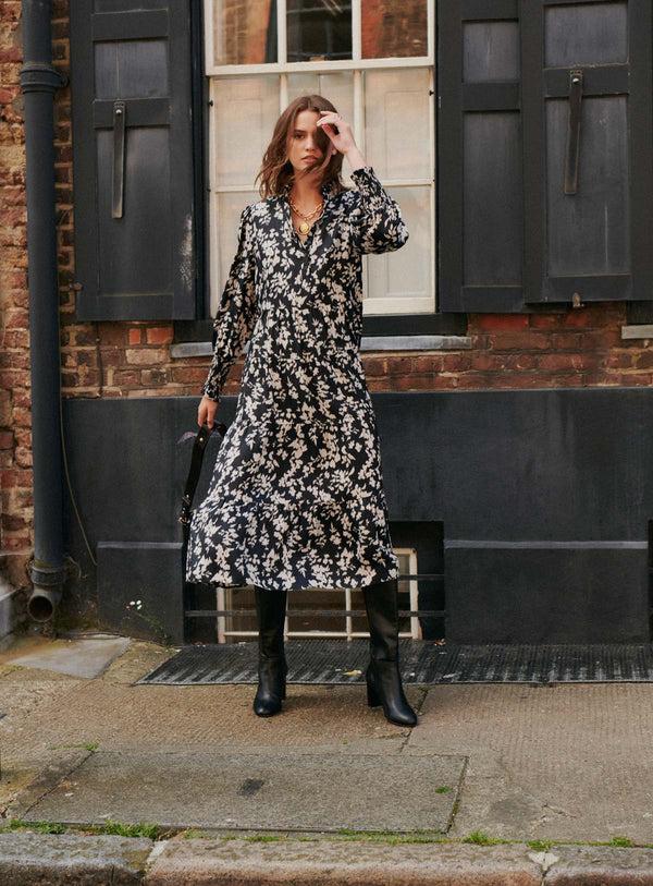 rue madam Dress Roberta Floral Noir