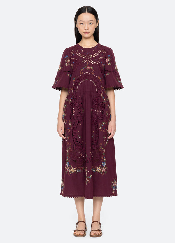 Rue Madam Dress Rs25-245 Burgundy
