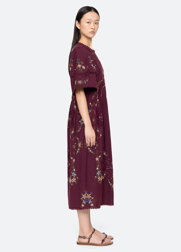 Rue Madam Dress Rs25-245 Burgundy