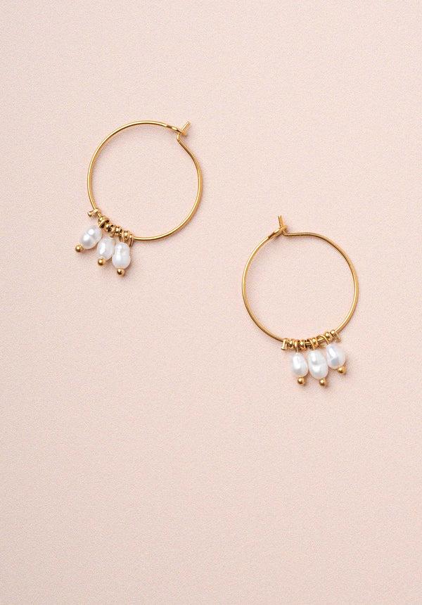 Rue Madam Earring Hoop Pearl Earri Gold