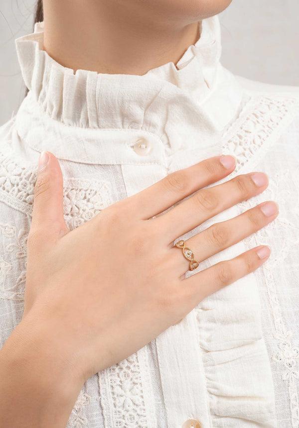 Rue Madam Ring Eye Zirc Ring Gold