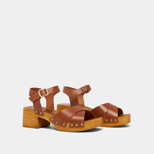 Rue Madam Sandal Mae Bis Cuir Cognac