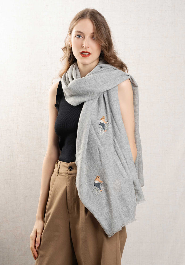 rue madam Scarf Hand Bycycle Mot Light-Grey