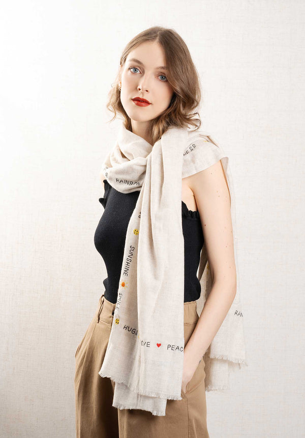 Rue Madam Scarf Hug Smile Scarf Oatmeal