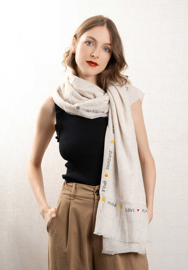 rue madam Scarf Hug Smile Scarf Oatmeal