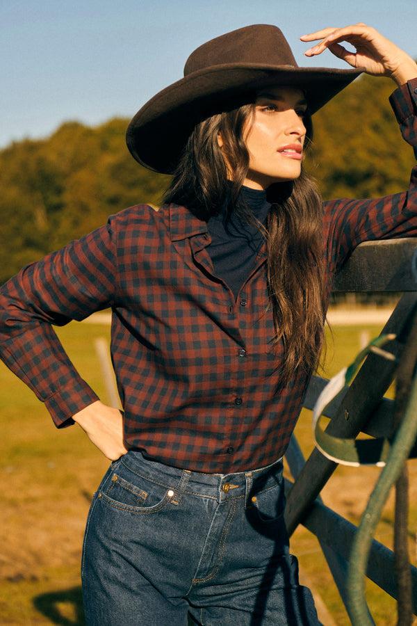 rue madam Shirt 225tacha Carreau Noisette