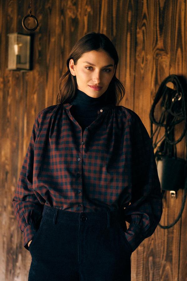 rue madam Shirt 225tea Carreaux Noisette