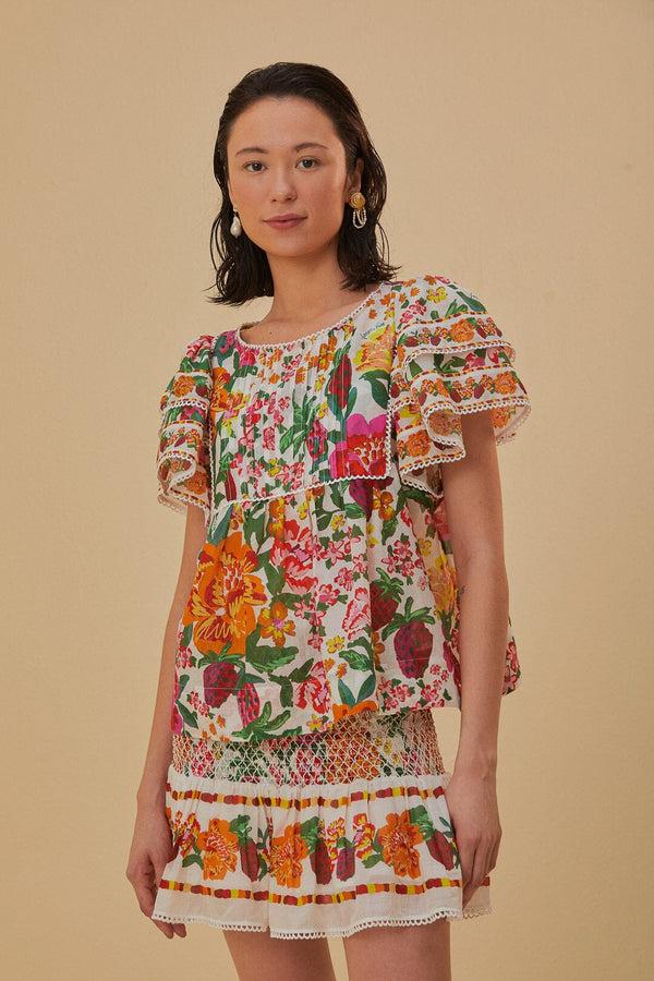 rue madam Skirt 318010 Flowerful-Sketch-Off