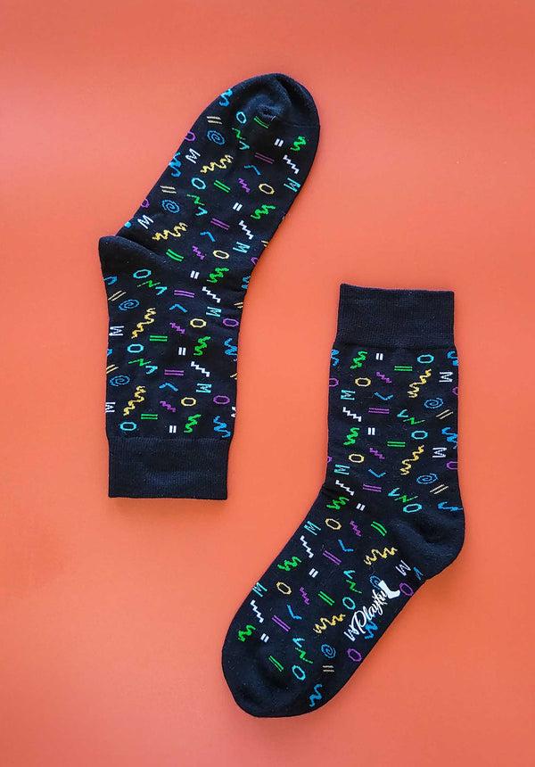 rue madam Socks 80s Night Life Black