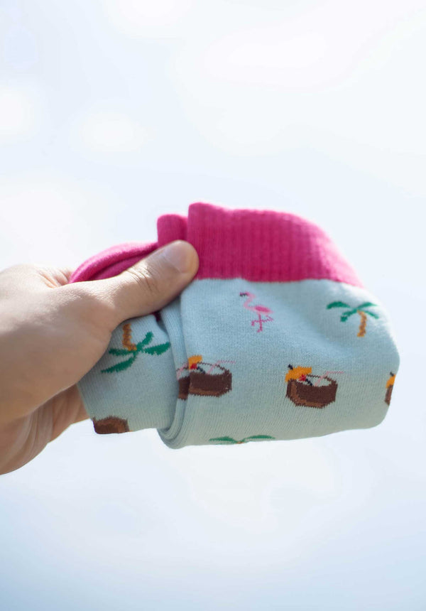 Rue Madam Socks Beachy Flamingo Light-Blue