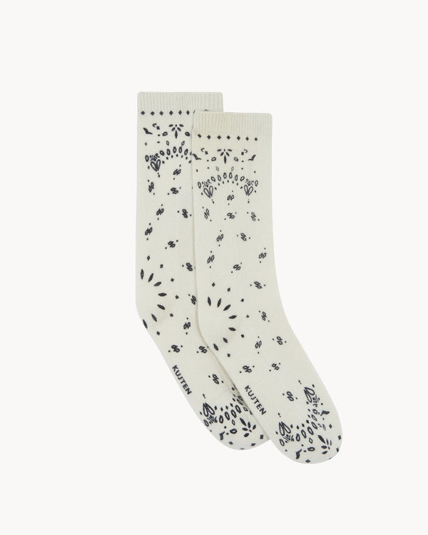 rue madam Socks Sig Bandana Blanc-Noir