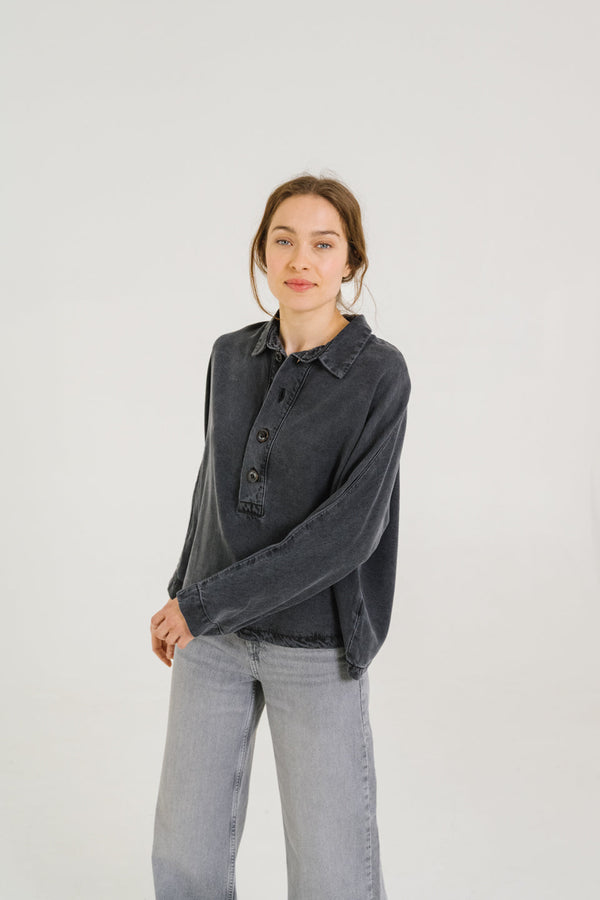 Rue Madam Sweatshirt Joanie Grey Noir-Denim