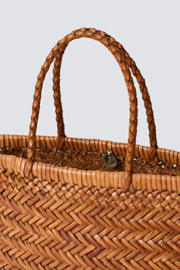 Rue Madam Tote Bag Mini Flat Gora Tan-Black-Edges