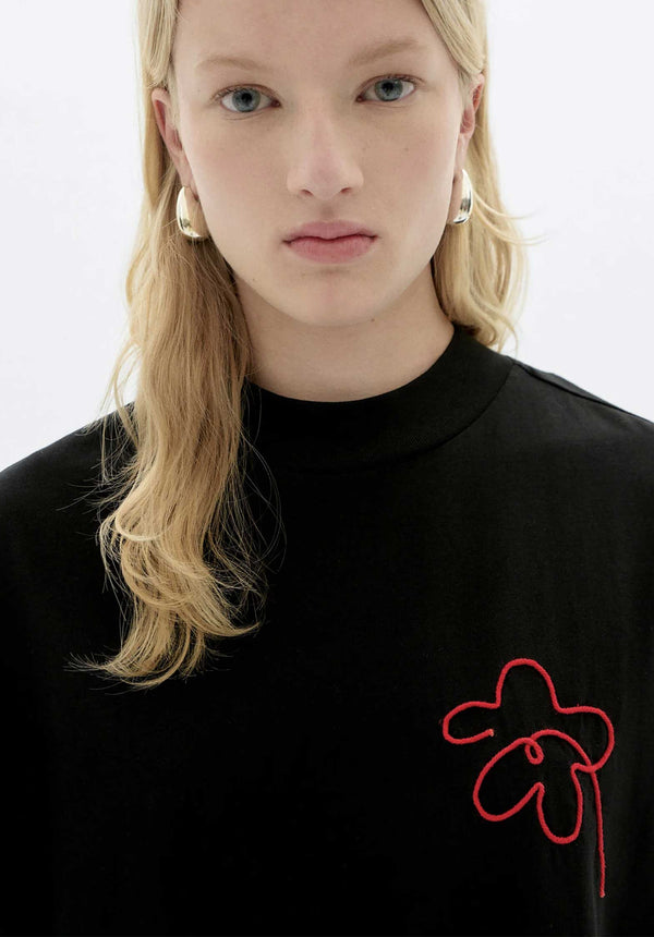 Rue Madam Tshirt Volta Flower Cor Black