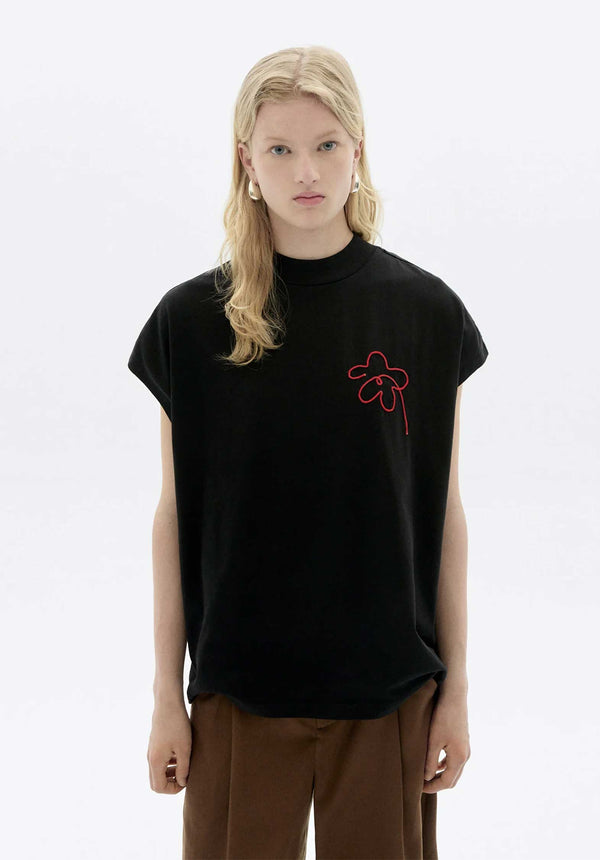 rue madam Tshirt Volta Flower Cor Black