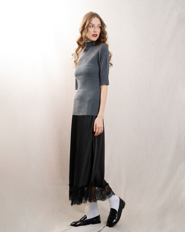 Rue Madam Turtleneck Jersey 240-fpu727 Heather-Grey