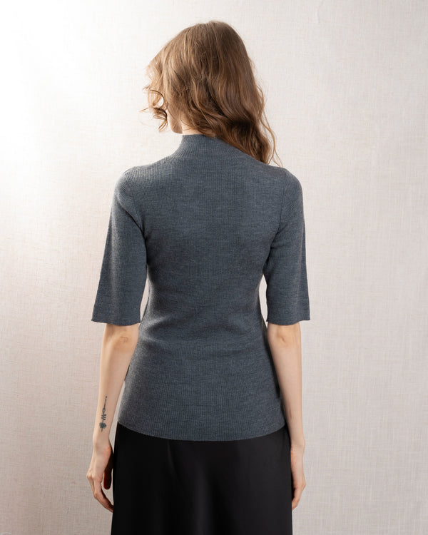 rue madam Turtleneck Jersey 240-fpu727 Heather-Grey