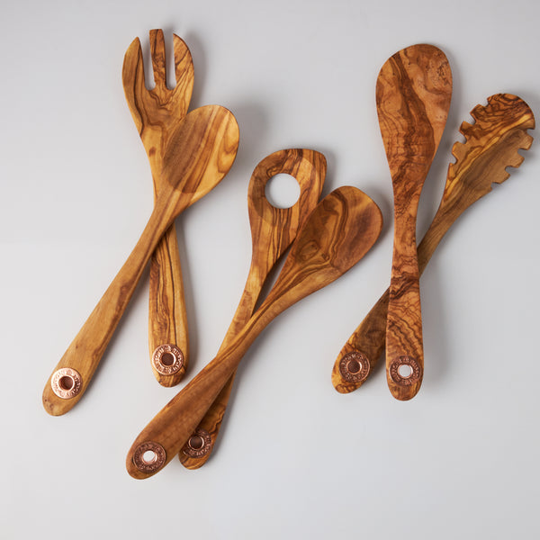 Ruffoni Copper Utensil Holder With 6 Pcs Olivewood Tool Set