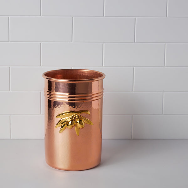 ruffoni Copper Utensil Holder with Olive plate