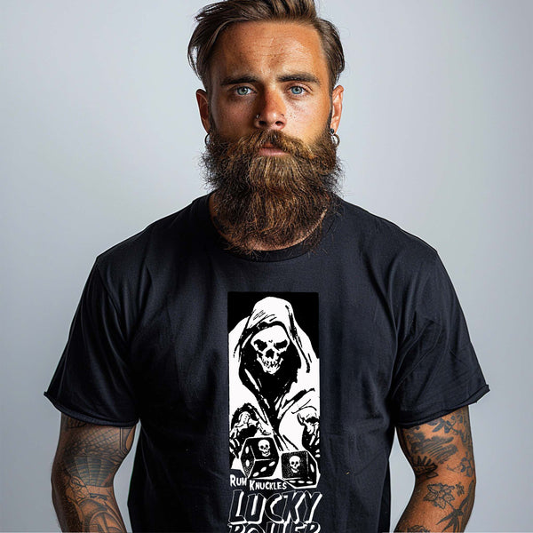 rum knuckles RUM KNUCKLES LUCKY ROLLER T-SHIRT Black