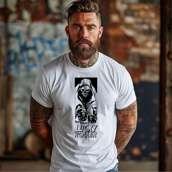 rum knuckles RUM KNUCKLES LUCKY ROLLER T-SHIRT White